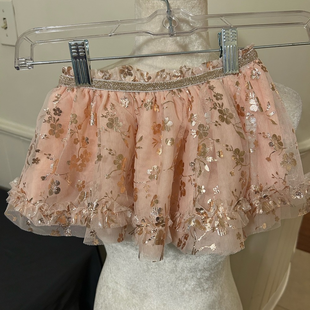 Baby Starters Peach And Rose Gold Floral Tutu/Size 12 Months/EUC